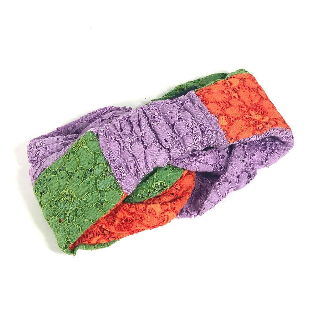 Gucci Gucci 499711 Lace Flower Turban Headband Horseshoe-Shaped Hairband Hair Accessory Band Rayon Women Light Purple Size ONE SIZE - 2 Thumbnail