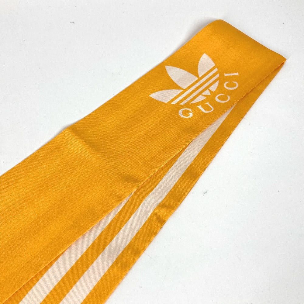 Gucci Gucci 703568 Bandeau Scarf Adidas (Brand Name) Collaboration Neck Bow Three-Line Line Silk Women Yellow Size ONE SIZE - 3 Thumbnail