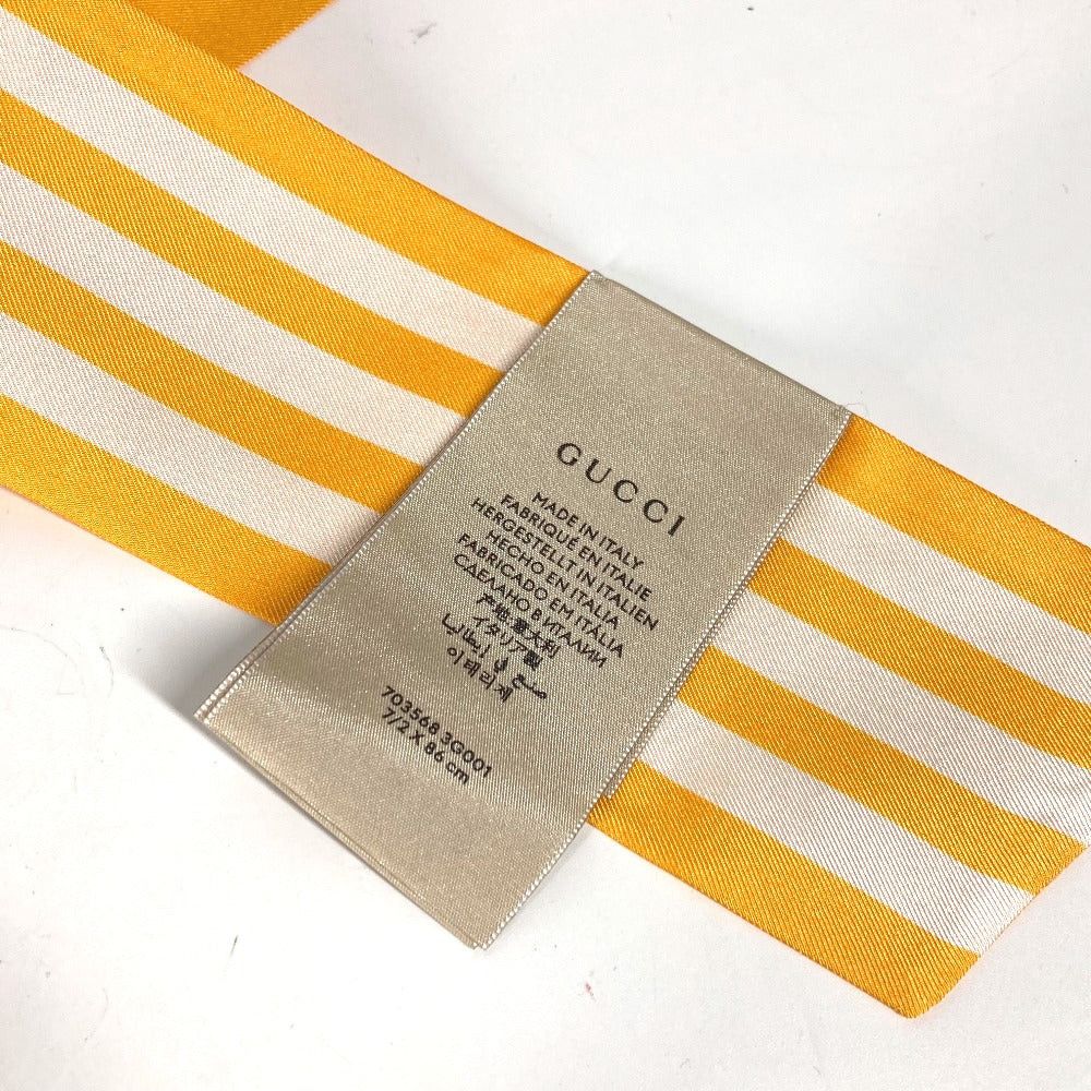 Gucci Gucci 703568 Bandeau Scarf Adidas (Brand Name) Collaboration Neck Bow Three-Line Line Silk Women Yellow Size ONE SIZE - 5 Thumbnail