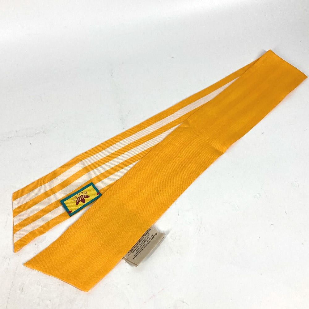 Gucci Gucci 703568 Bandeau Scarf Adidas (Brand Name) Collaboration Neck Bow Three-Line Line Silk Women Yellow Size ONE SIZE - 4 Thumbnail