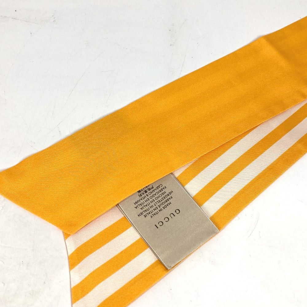 Gucci Gucci 703568 Bandeau Scarf Adidas (Brand Name) Collaboration Neck Bow Three-Line Line Silk Women Yellow Size ONE SIZE - 2 Thumbnail