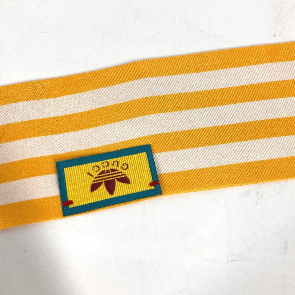 Gucci Gucci 703568 Bandeau Scarf Adidas (Brand Name) Collaboration Neck Bow Three-Line Line Silk Women Yellow Size ONE SIZE - 6 Thumbnail