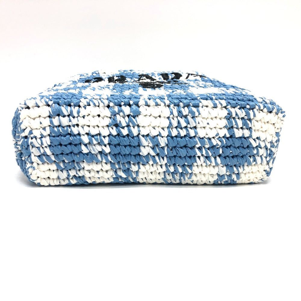 Prada Prada 1Bg422 Small Crochet Basket (Shopping, Etc.) Briefcase Tote Bag Handbag Raffia Women Blue Size ONE SIZE - 5 Thumbnail