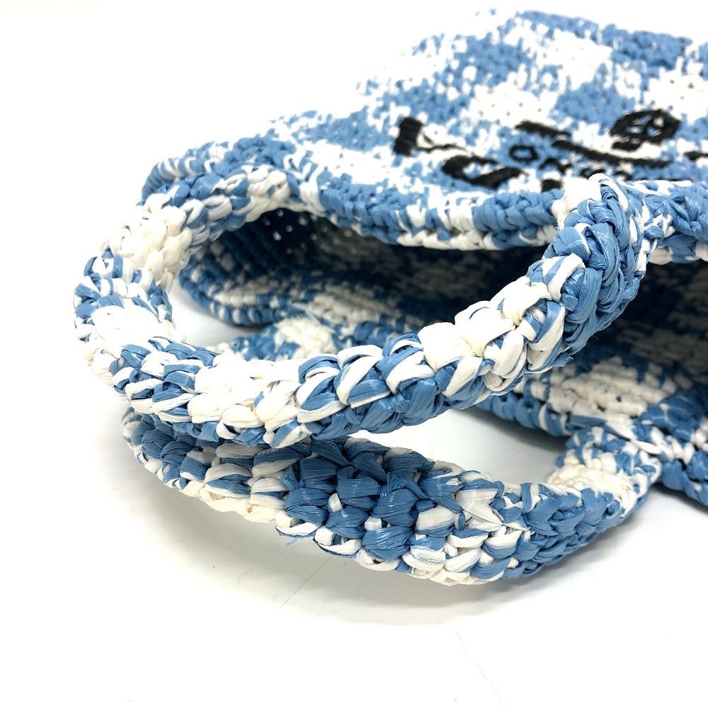Prada Prada 1Bg422 Small Crochet Basket (Shopping, Etc.) Briefcase Tote Bag Handbag Raffia Women Blue Size ONE SIZE - 7 Thumbnail