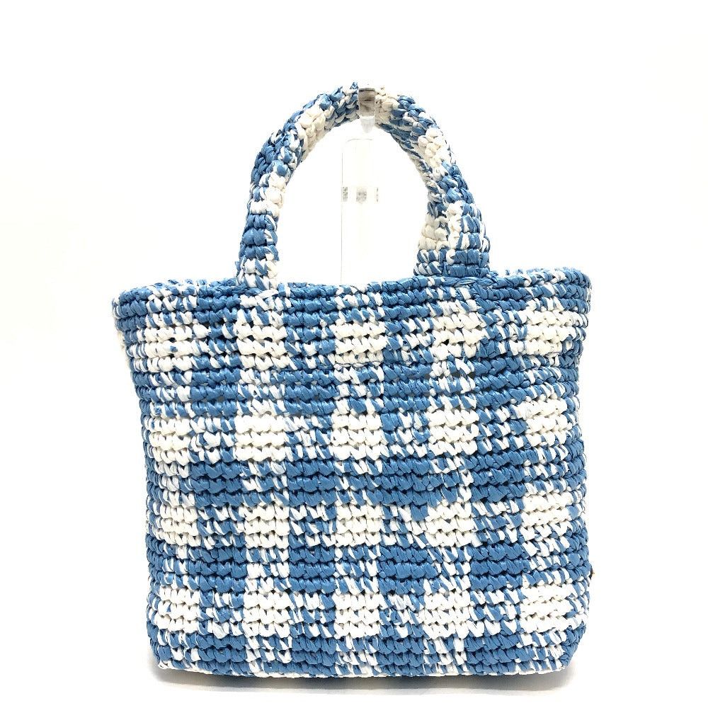 Prada Prada 1Bg422 Small Crochet Basket (Shopping, Etc.) Briefcase Tote Bag Handbag Raffia Women Blue Size ONE SIZE - 2 Thumbnail