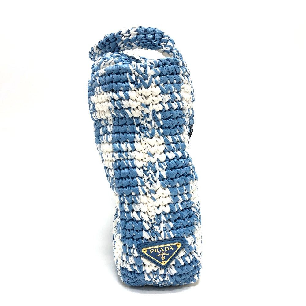 Prada Prada 1Bg422 Small Crochet Basket (Shopping, Etc.) Briefcase Tote Bag Handbag Raffia Women Blue Size ONE SIZE - 3 Thumbnail