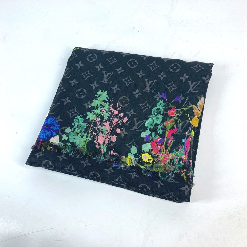 Louis Vuitton Louis Vuitton Mo2599 Monogram Eclipse Etoile Foliage Scarf Shawl Stall Fringe Cotton Men Black Size ONE SIZE - 11 Thumbnail
