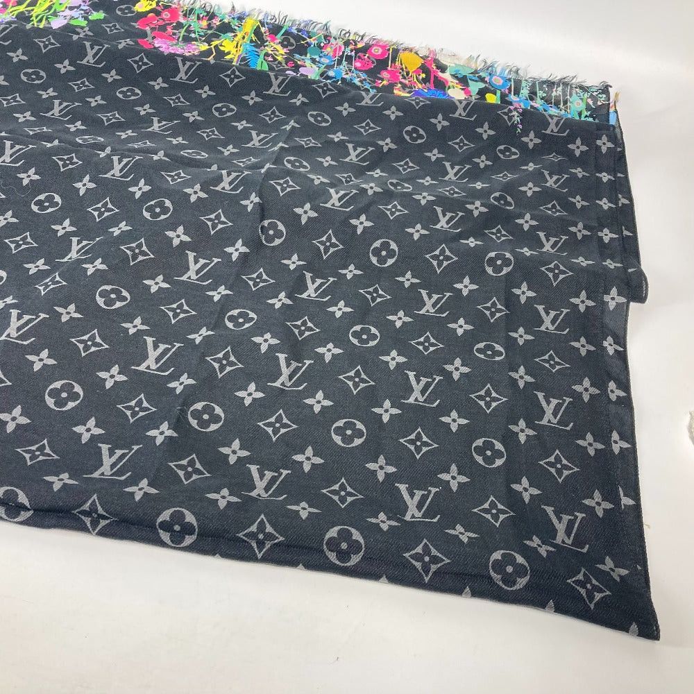 Louis Vuitton Louis Vuitton Mo2599 Monogram Eclipse Etoile Foliage Scarf Shawl Stall Fringe Cotton Men Black Size ONE SIZE - 8 Thumbnail