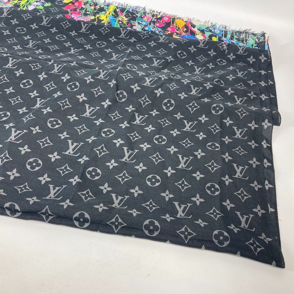 Louis Vuitton Louis Vuitton Mo2599 Monogram Eclipse Etoile Foliage Scarf Shawl Stall Fringe Cotton Men Black Size ONE SIZE - 9 Thumbnail