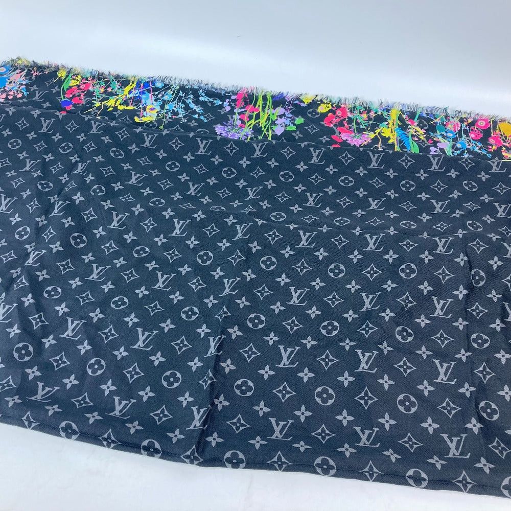 Louis Vuitton Louis Vuitton Mo2599 Monogram Eclipse Etoile Foliage Scarf Shawl Stall Fringe Cotton Men Black Size ONE SIZE - 7 Thumbnail