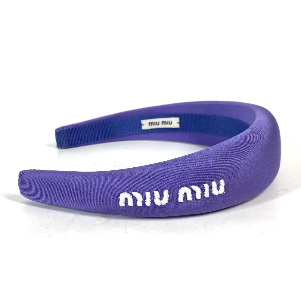 Miu Miu Miumiu Bicolor Logo Hair Band Headband Accessory Horseshoe-Shaped Hairband Canvas Women Purple Size ONE SIZE - 3 Thumbnail
