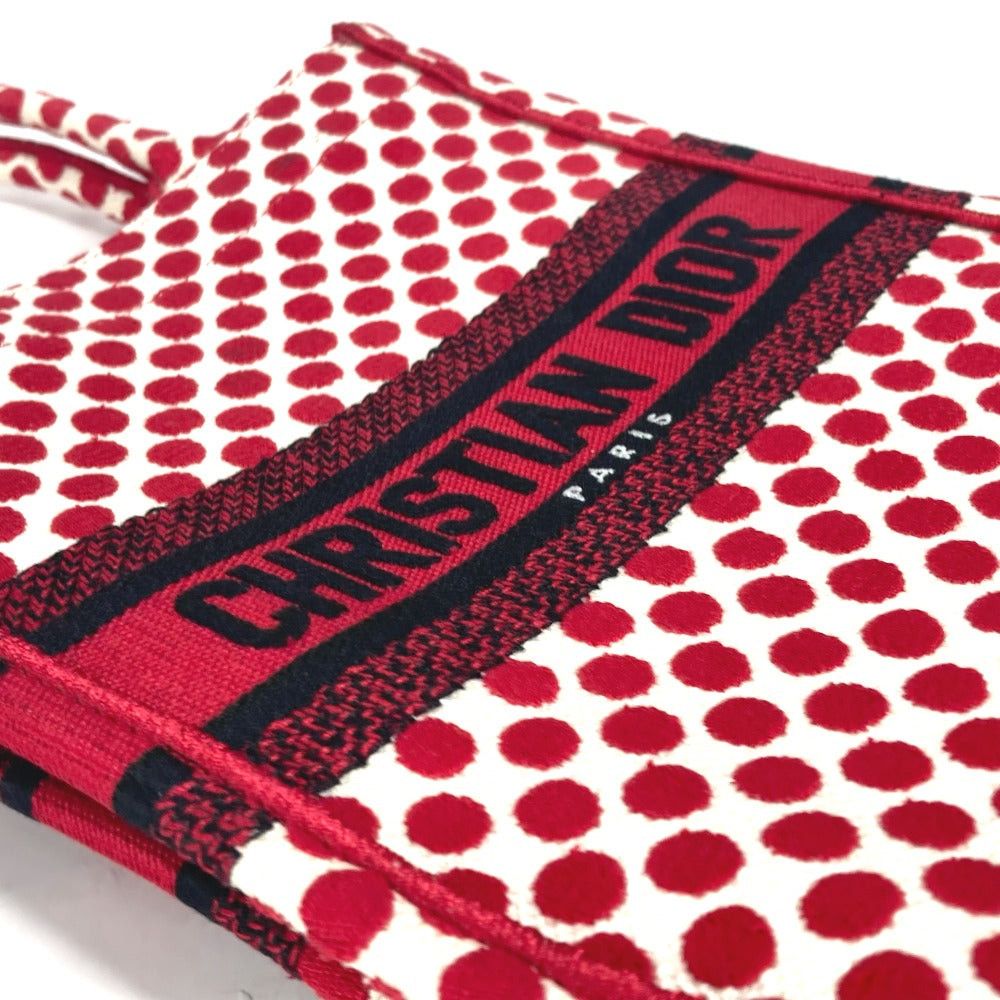Dior Dior Dioramour Diol Amour Vertical Book Tote Polka Dots Handbag Canvas Women Red Size ONE SIZE - 8 Thumbnail