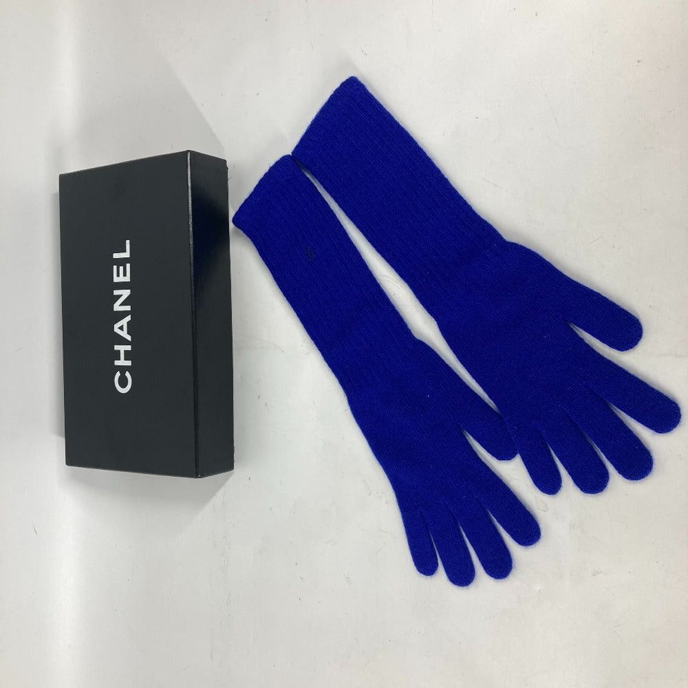Chanel Chanel Long Glove Cc Coma Mark Accessories Cashmere Women Blue Size ONE SIZE - 9 Thumbnail