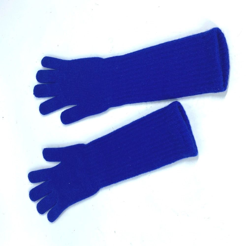 Chanel Chanel Long Glove Cc Coma Mark Accessories Cashmere Women Blue Size ONE SIZE - 2 Thumbnail
