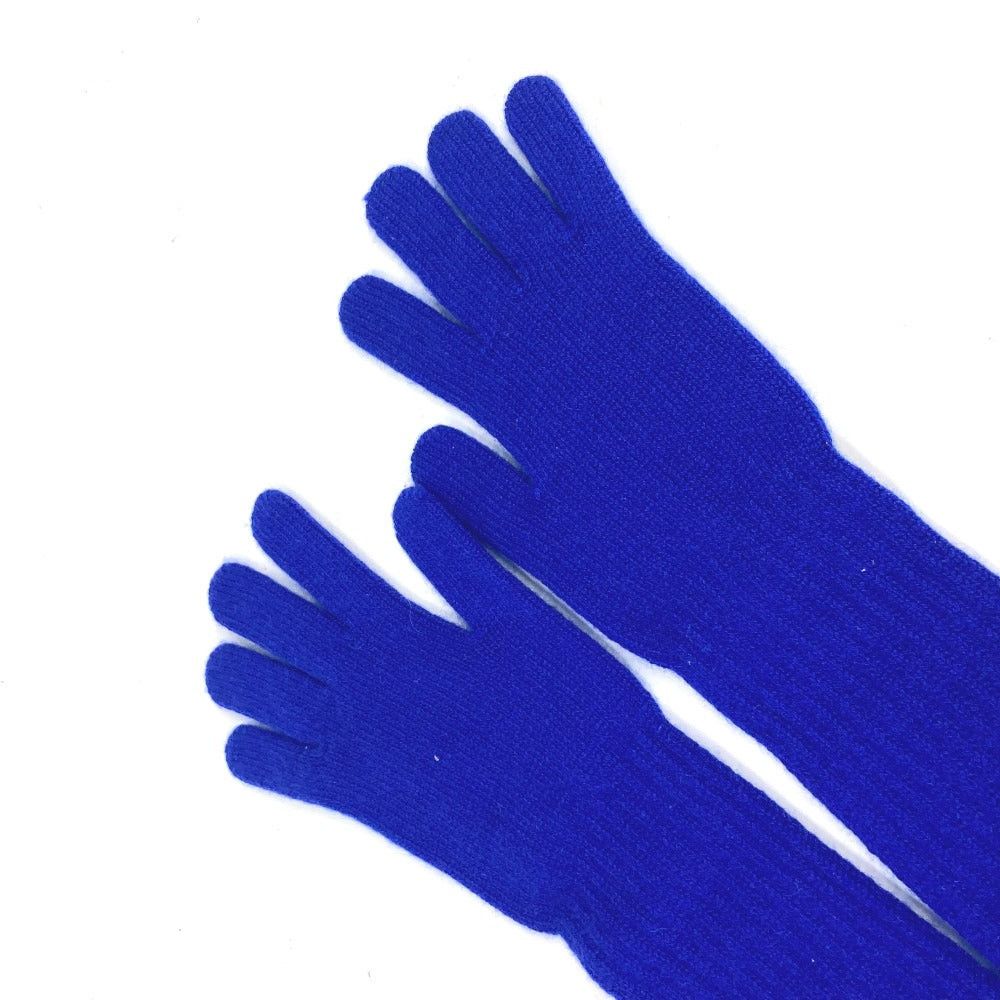 Chanel Chanel Long Glove Cc Coma Mark Accessories Cashmere Women Blue Size ONE SIZE - 3 Thumbnail