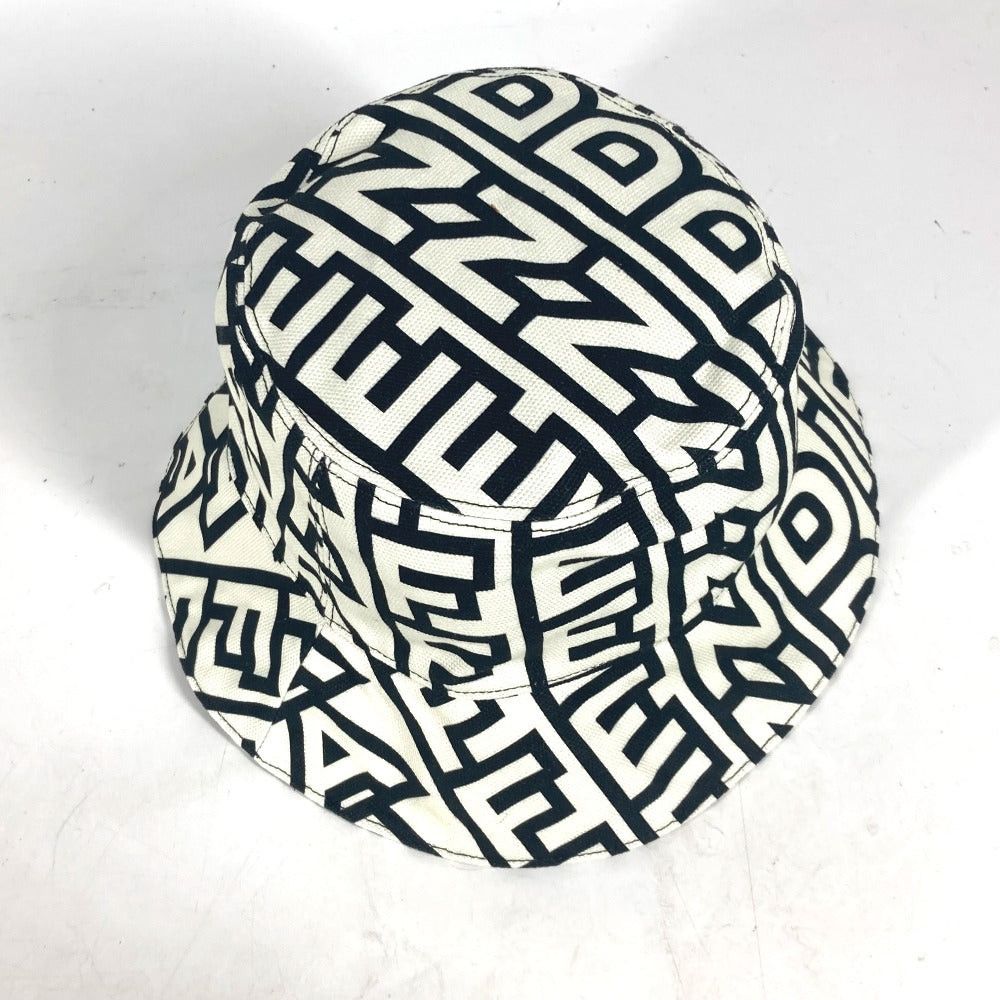 Fendi Fendi Fxq910 Marc Jacobs Collaboration Logo Patterned All Over Hat Chapeau Bucket Bob Cotton Unisex White Size ONE SIZE - 6 Thumbnail