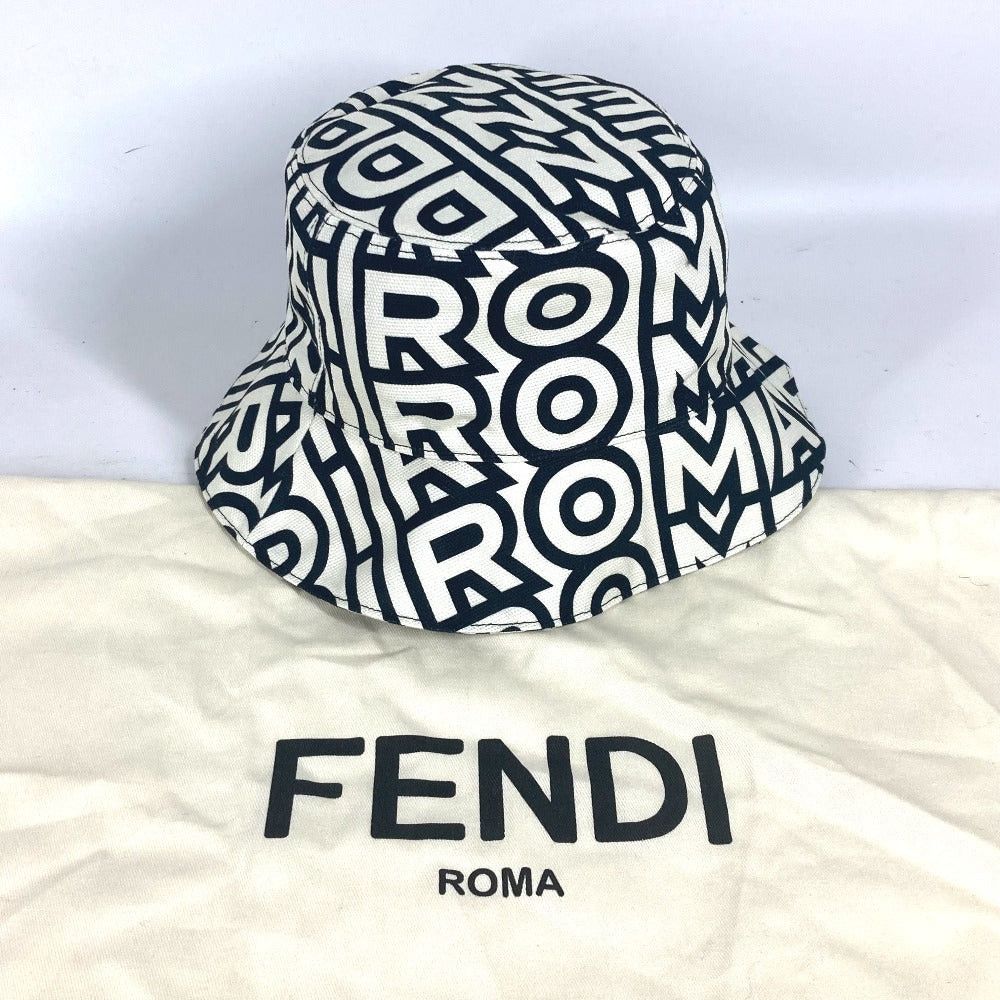 Fendi Fendi Fxq910 Marc Jacobs Collaboration Logo Patterned All Over Hat Chapeau Bucket Bob Cotton Unisex White Size ONE SIZE - 7 Thumbnail