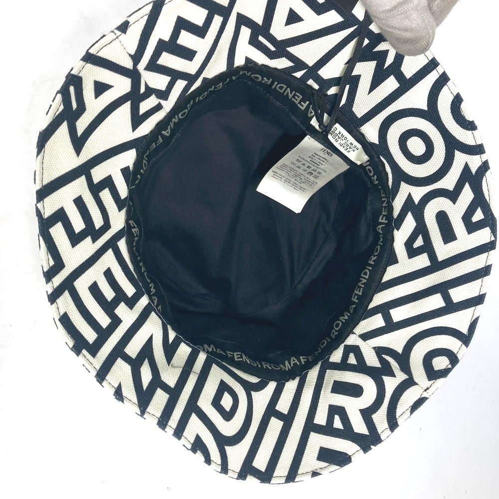 Fendi Fendi Fxq910 Marc Jacobs Collaboration Logo Patterned All Over Hat Chapeau Bucket Bob Cotton Unisex White Size ONE SIZE - 8 Thumbnail
