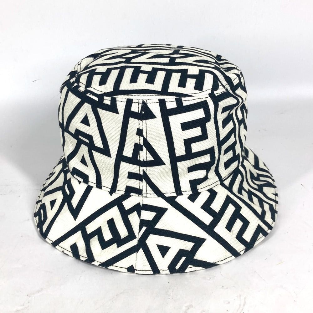 Fendi Fendi Fxq910 Marc Jacobs Collaboration Logo Patterned All Over Hat Chapeau Bucket Bob Cotton Unisex White Size ONE SIZE - 5 Thumbnail