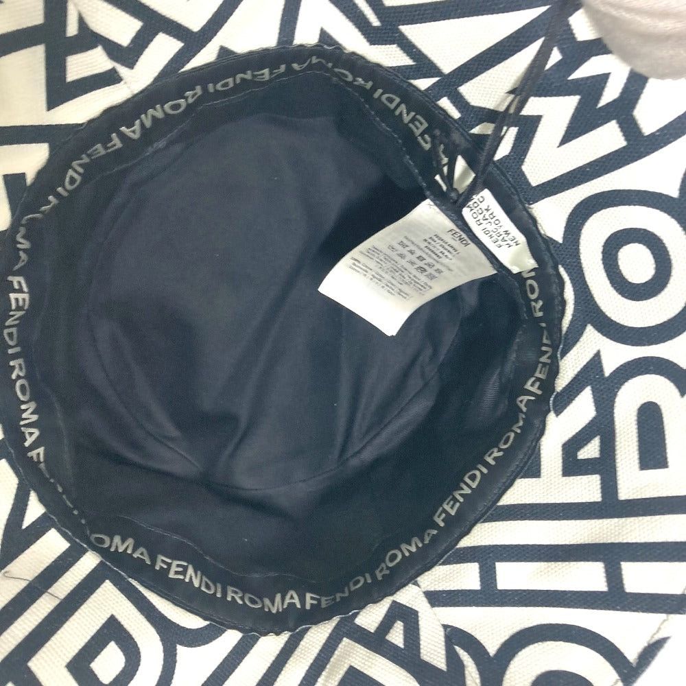 Fendi Fendi Fxq910 Marc Jacobs Collaboration Logo Patterned All Over Hat Chapeau Bucket Bob Cotton Unisex White Size ONE SIZE - 9 Thumbnail