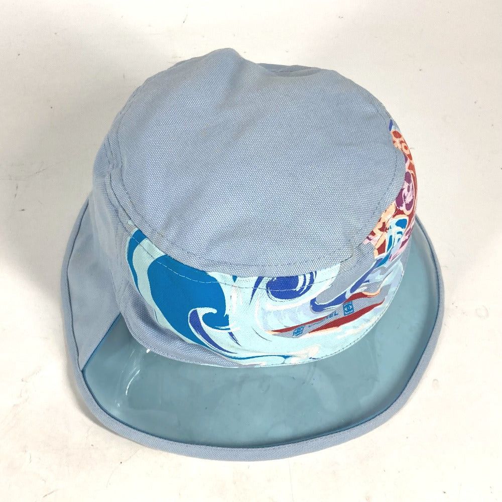 Chanel Chanel Sports Cc Coma Mark Camellia Hat Chapeau Bucket Bob Vinyl Cotton Women Blue Size ONE SIZE - 6 Thumbnail