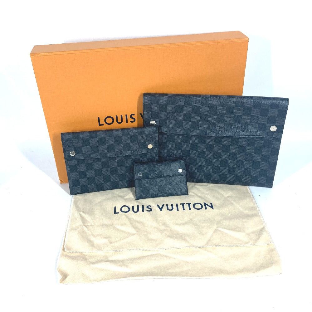 Louis Vuitton Louis Vuitton N60255 Damier Graphit Alpha Triple Pouch Briefcase Set Of 3 Long Wallet Card Case Clutch Bag Graphite Canvas Men Black Size ONE SIZE - 2 Thumbnail