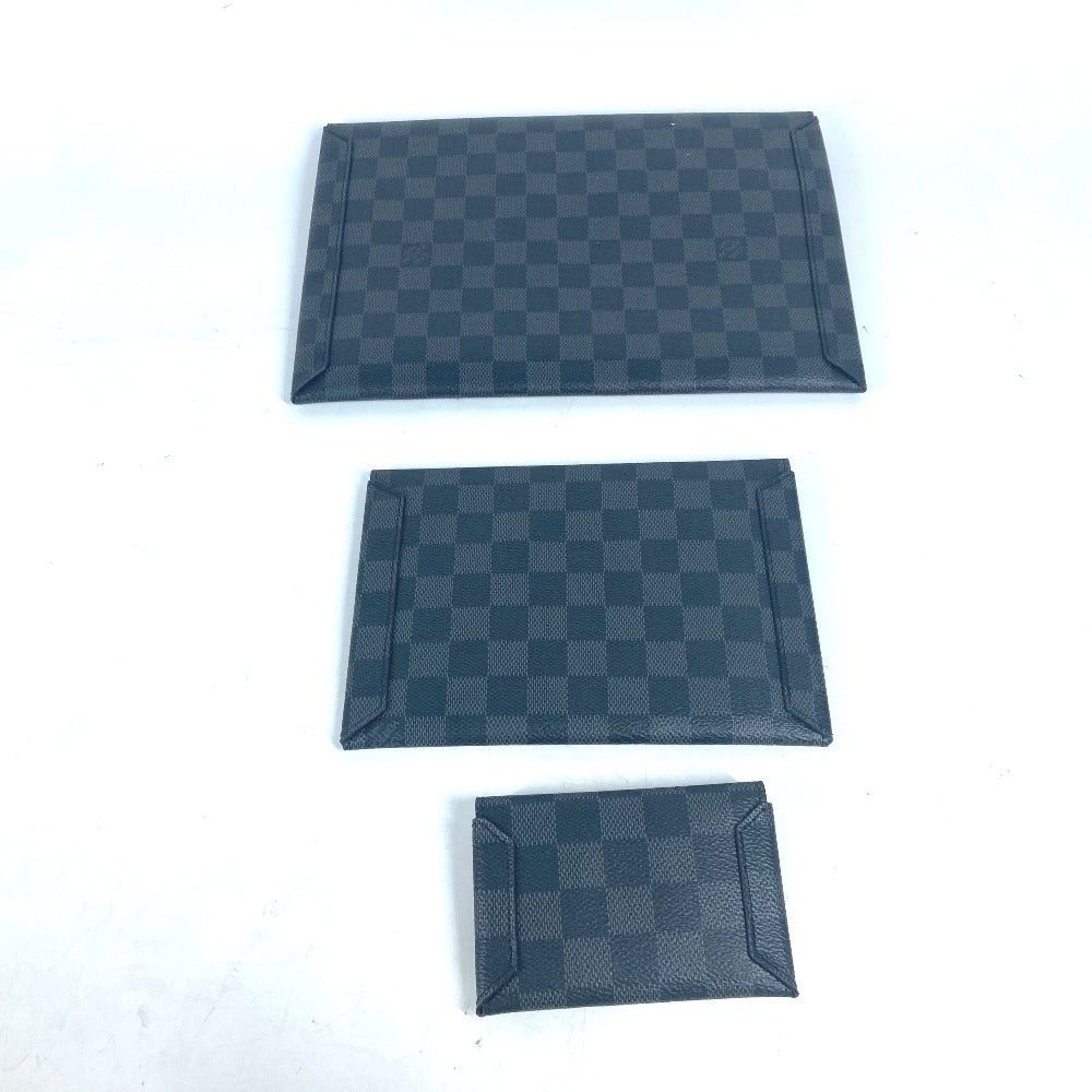 Louis Vuitton Louis Vuitton N60255 Damier Graphit Alpha Triple Pouch Briefcase Set Of 3 Long Wallet Card Case Clutch Bag Graphite Canvas Men Black Size ONE SIZE - 12 Thumbnail