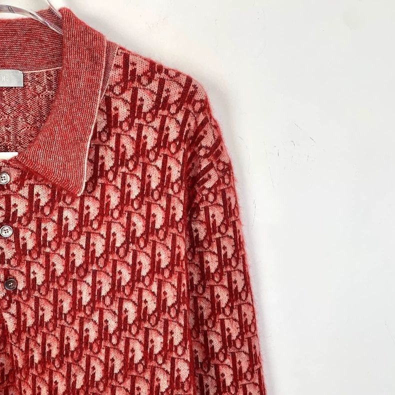 Dior Red Dragon Logo Knitted Long Sleeve Polo Size US L / EU 52-54 / 3 - 3 Thumbnail