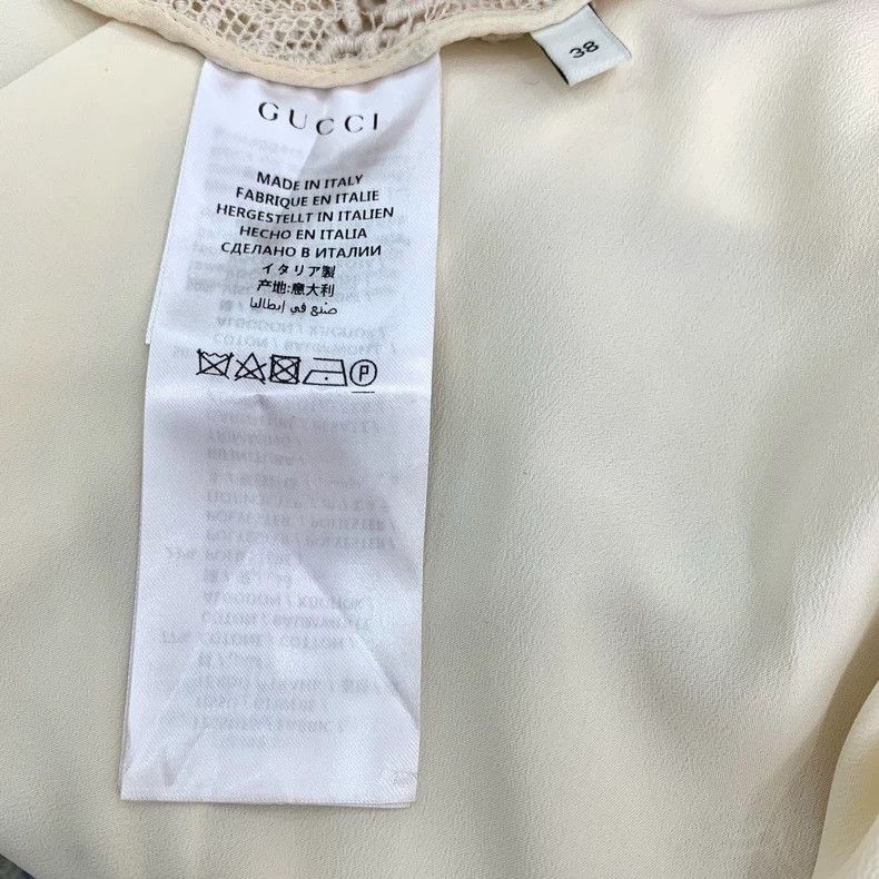 Gucci Gucci Beige Lace V-Neck Cotton Dress Size 22" - 8 Thumbnail