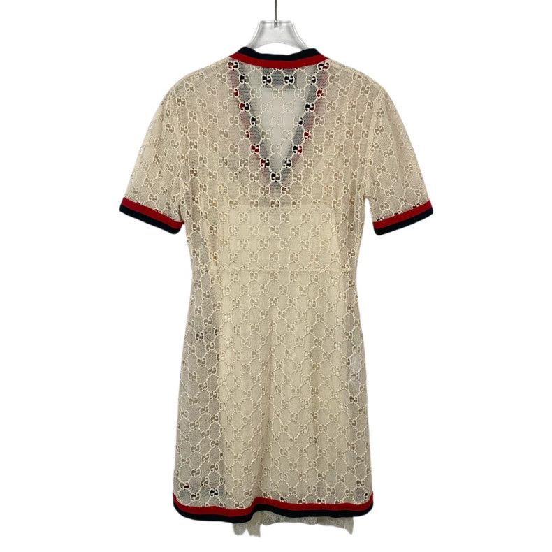 Gucci Gucci Beige Lace V-Neck Cotton Dress Size 22" - 2 Thumbnail