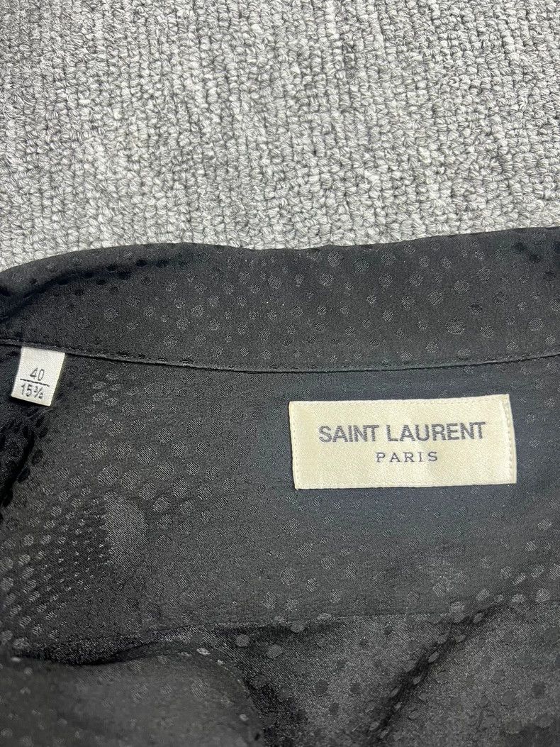 Saint Laurent Paris Saint Laurent Black Polka Dot Silk Shirt Size US M / EU 48-50 / 2 - 5 Thumbnail