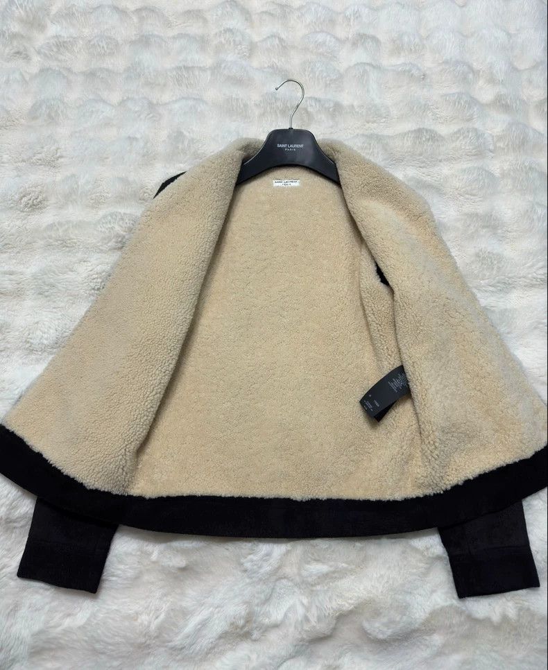 Yves Saint Laurent Saint Laurent Black Shearling Leather Jacket Size US L / EU 52-54 / 3 - 3 Thumbnail