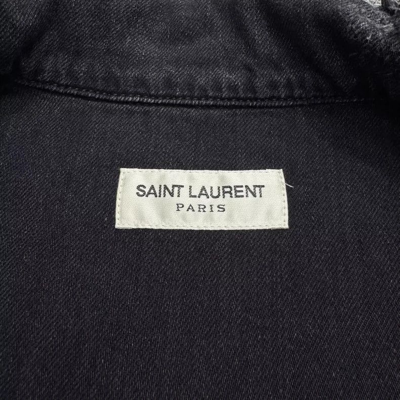 Saint Laurent Paris Distressed Black Denim Jacket Size US M / EU 48-50 / 2 - 2 Thumbnail