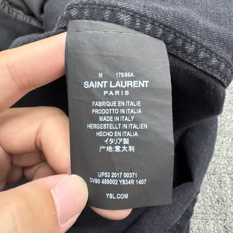 Saint Laurent Paris Distressed Black Denim Jacket Size US M / EU 48-50 / 2 - 3 Thumbnail