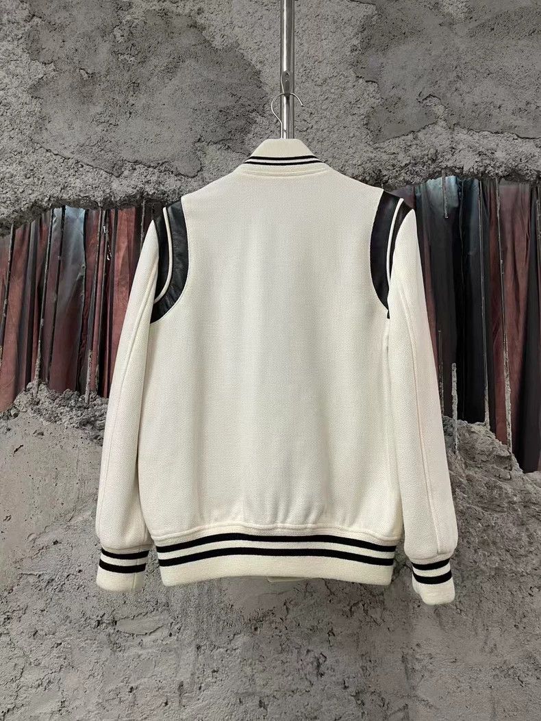 Saint Laurent Paris Saint Laurent Paris White Baseball Jacket Size US XL / EU 56 / 4 - 2 Thumbnail