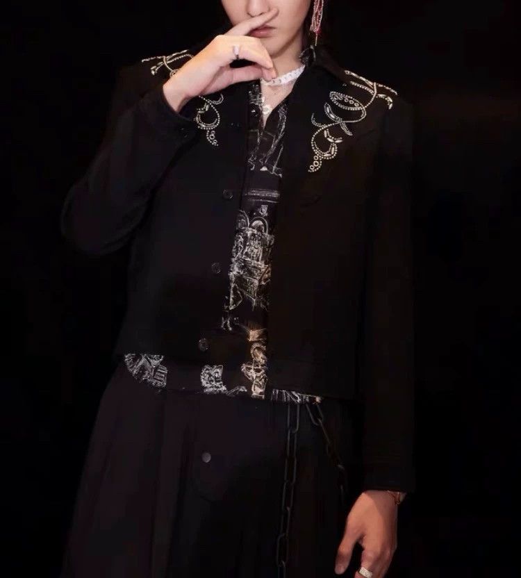 Saint Laurent Paris Saint Laurent Black Patterned Jacket Size US L / EU 52-54 / 3 - 9 Thumbnail