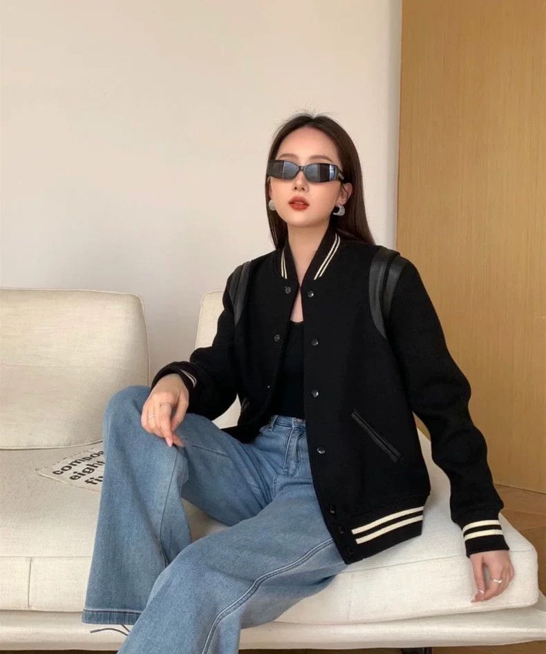 Yves Saint Laurent Saint Laurent Black Jacket with Leather Details Size US S / EU 44-46 / 1 - 3 Thumbnail