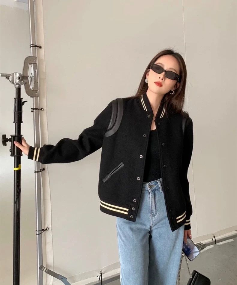 Yves Saint Laurent Saint Laurent Black Jacket with Leather Details Size US S / EU 44-46 / 1 - 4 Thumbnail