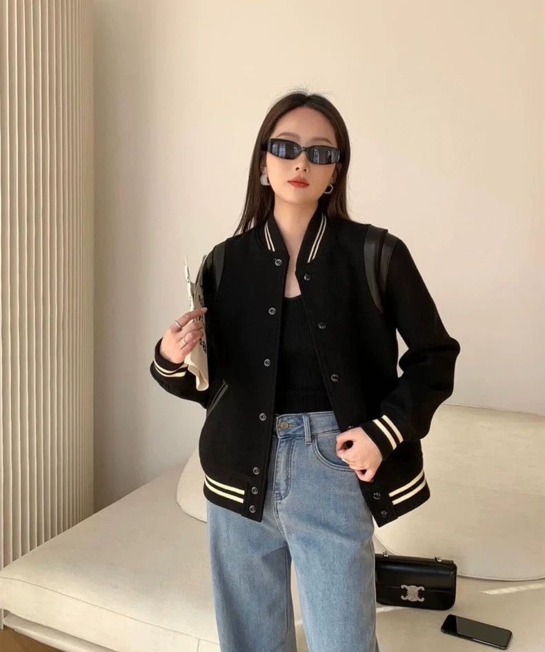 Yves Saint Laurent Saint Laurent Black Jacket with Leather Details Size US S / EU 44-46 / 1 - 6 Thumbnail