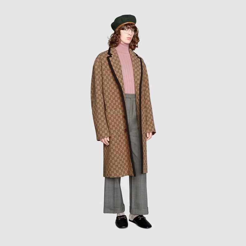 Gucci Gucci Men's GG Print Wool Coat Size US L / EU 52-54 / 3 - 8 Thumbnail