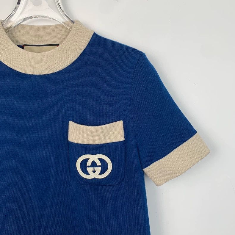 Gucci Blue Gucci Knit Short Sleeve Dress Size US 28 / EU 44 - 3 Thumbnail