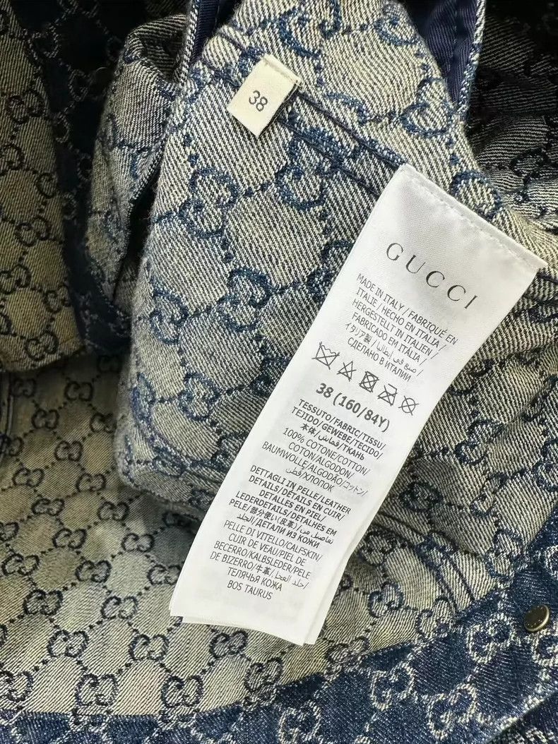 Gucci Gucci Logo Denim Jacket with Leather Collar Size US M / EU 48-50 / 2 - 5 Thumbnail