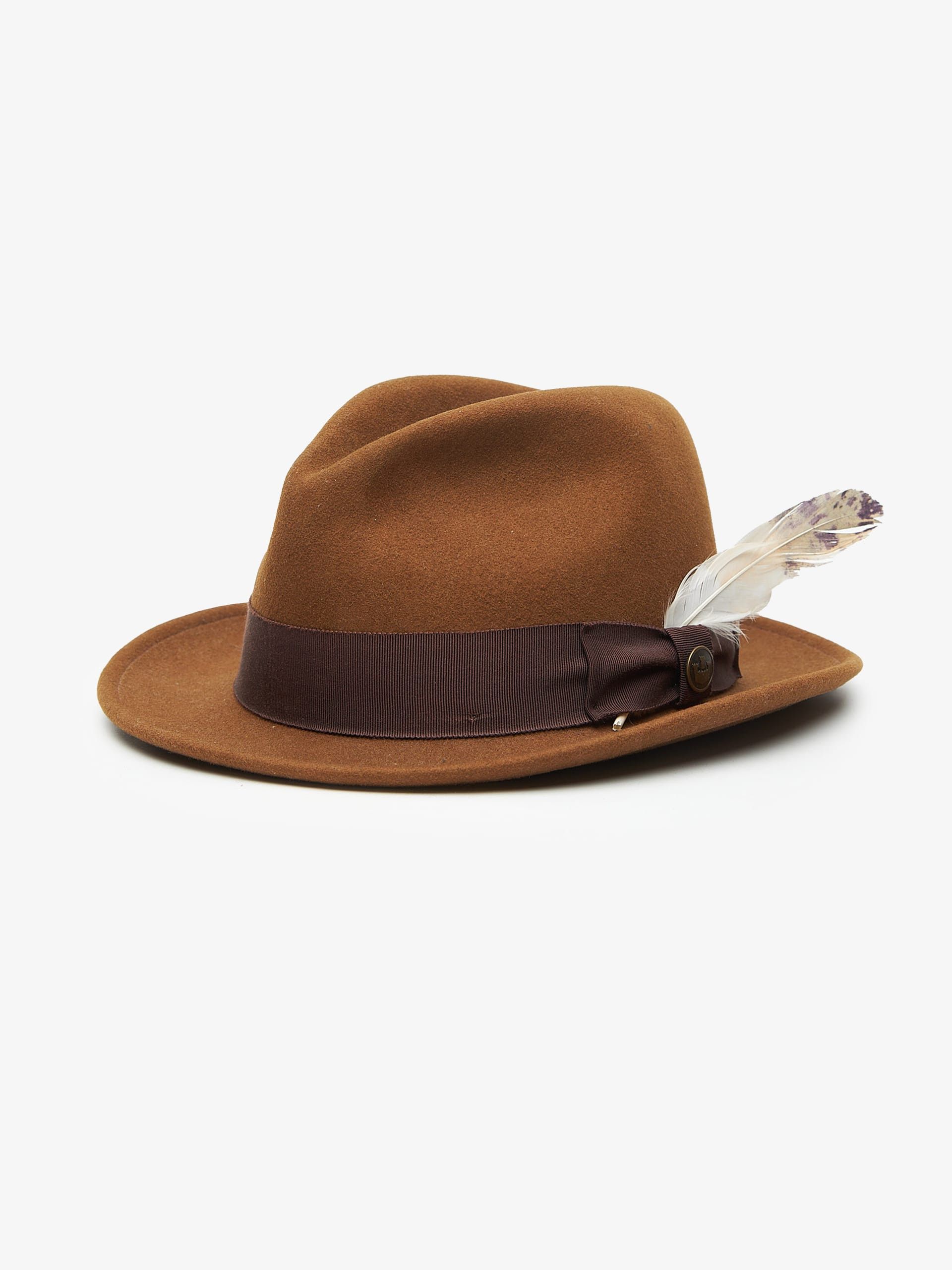 Borsalino Brown Feather Fedora Hat Size ONE SIZE - 2 Thumbnail