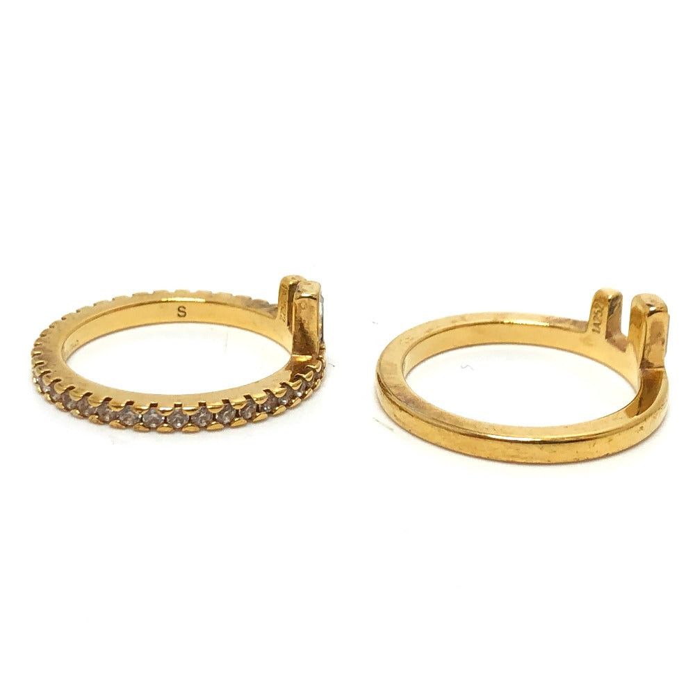 Fendi Fendi 1A2522 Rhinestone Double Ring Rings Metal Women Gold Size ONE SIZE - 4 Thumbnail