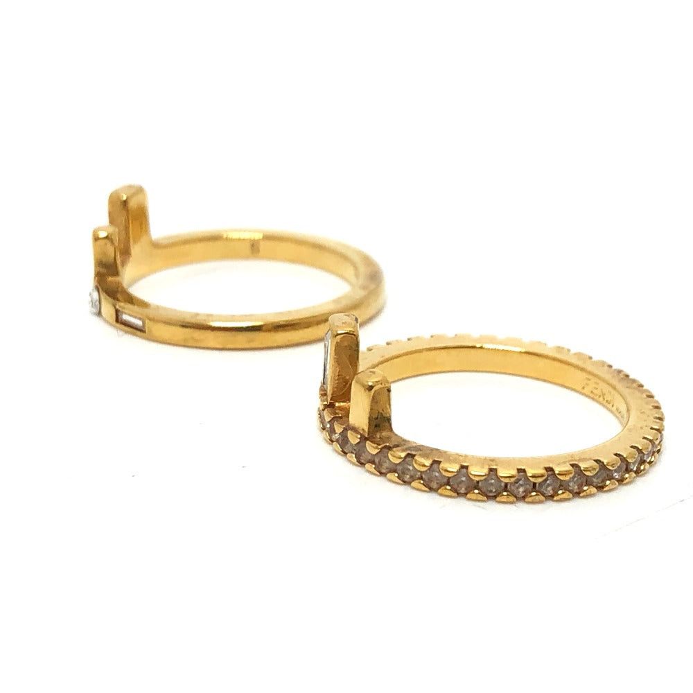 Fendi Fendi 1A2522 Rhinestone Double Ring Rings Metal Women Gold Size ONE SIZE - 2 Thumbnail