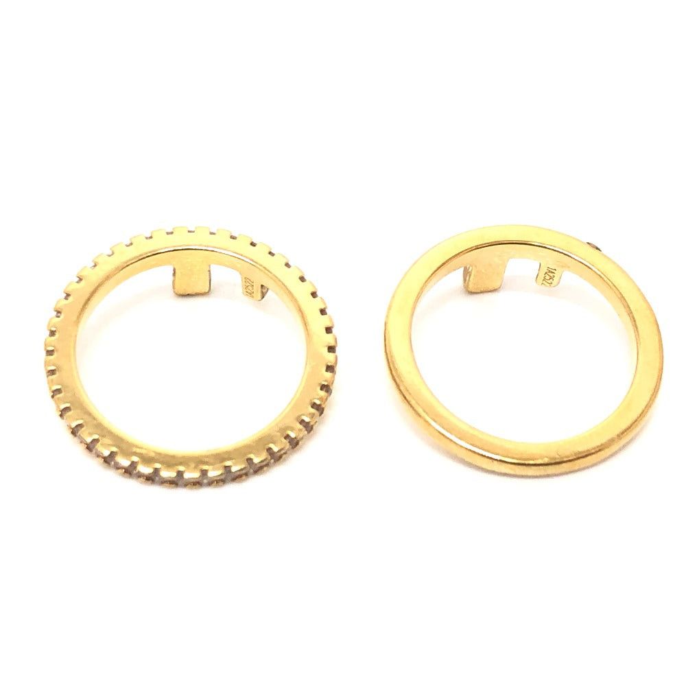 Fendi Fendi 1A2522 Rhinestone Double Ring Rings Metal Women Gold Size ONE SIZE - 8 Thumbnail