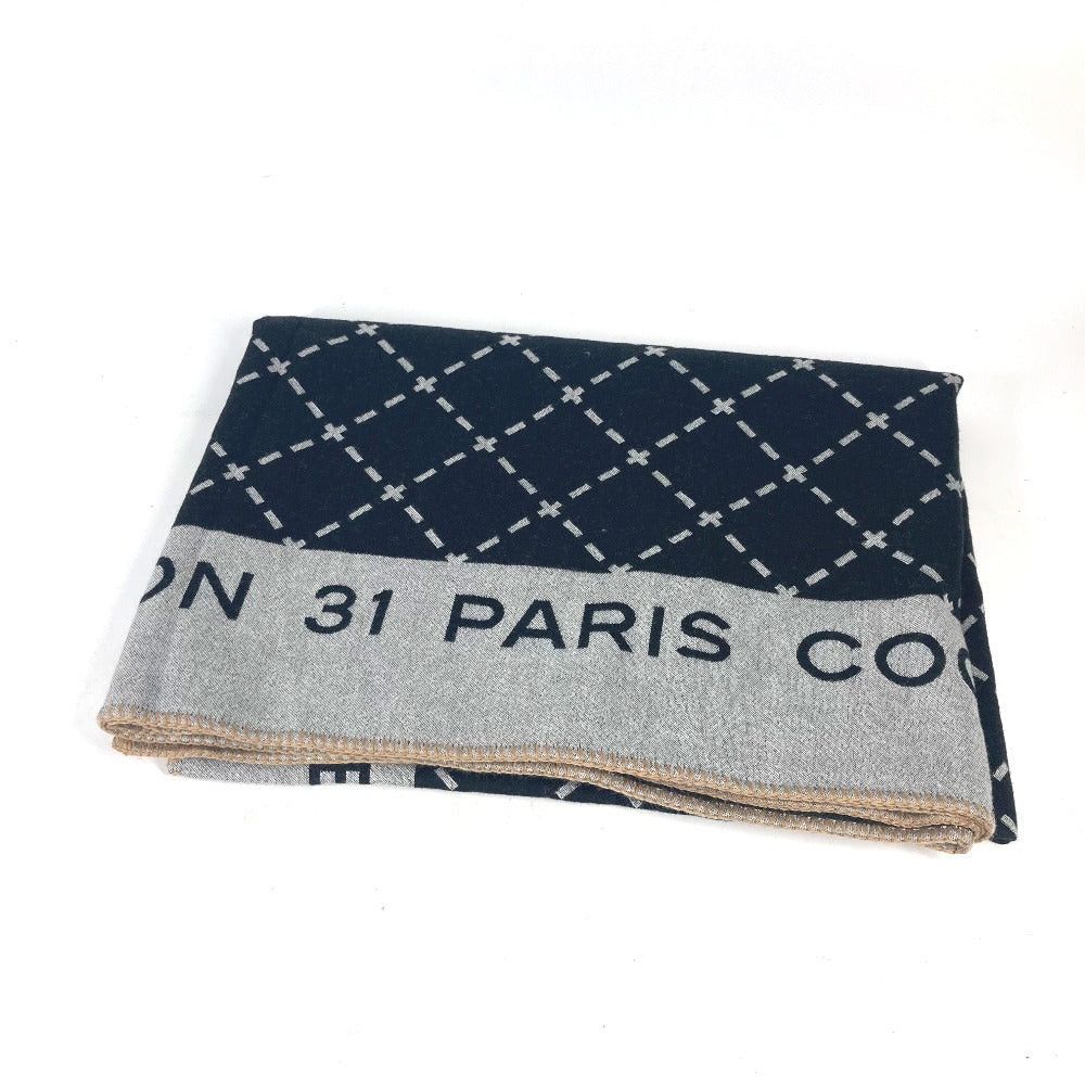 Chanel Chanel Large Size Logo With Pouch Interior Lap Blanket Wool Women Black Size ONE SIZE - 6 Thumbnail