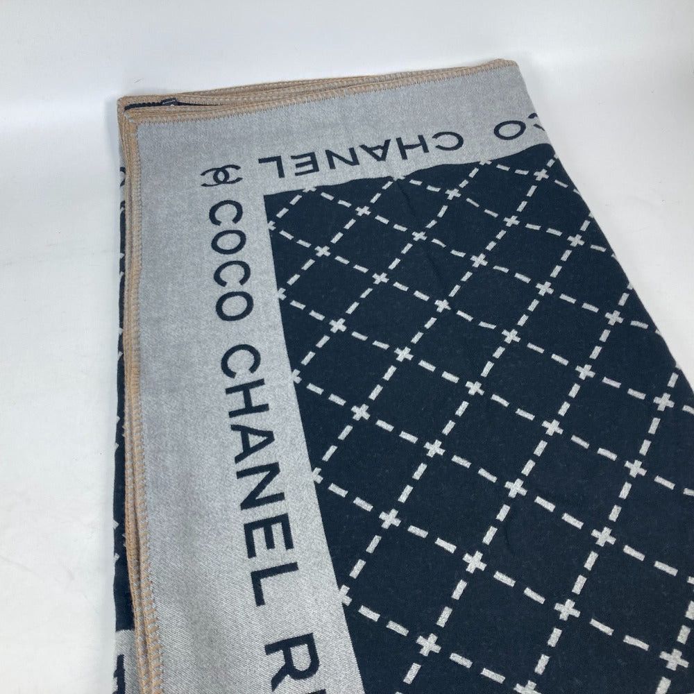 Chanel Chanel Large Size Logo With Pouch Interior Lap Blanket Wool Women Black Size ONE SIZE - 7 Thumbnail