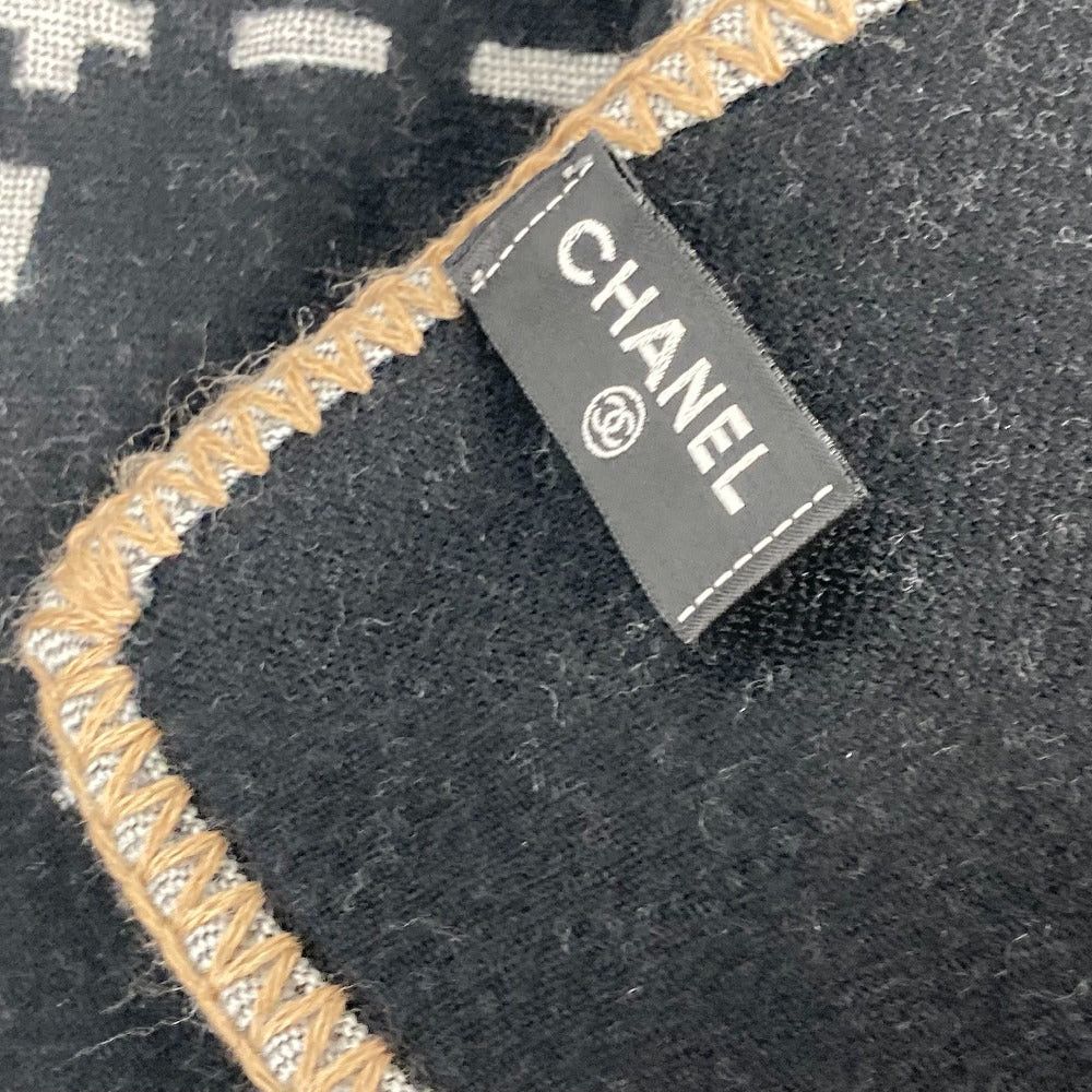 Chanel Chanel Large Size Logo With Pouch Interior Lap Blanket Wool Women Black Size ONE SIZE - 3 Thumbnail