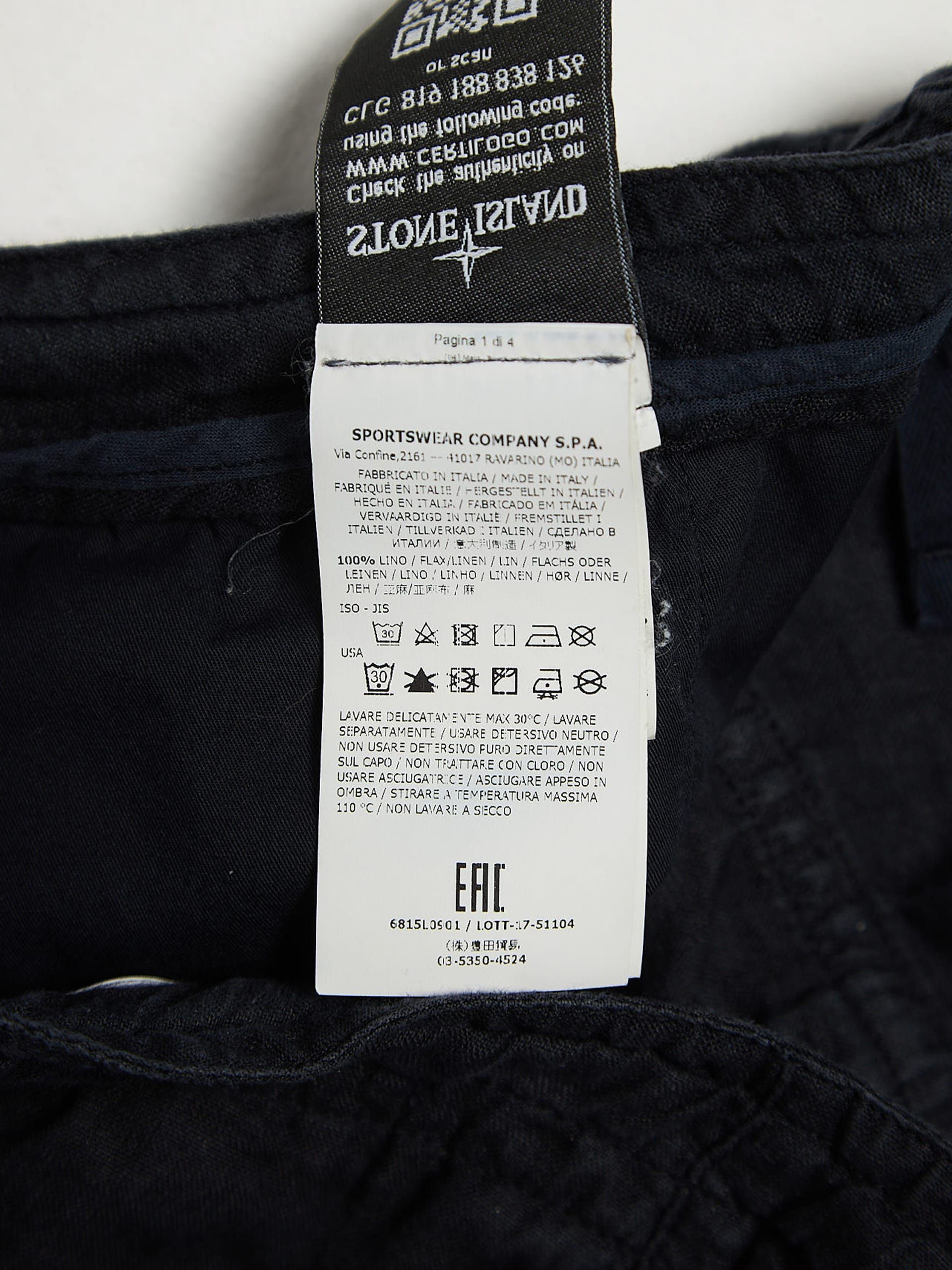 Stone Island Black Drawstring Linen Shorts Size US 34 / EU 50 - 4 Thumbnail
